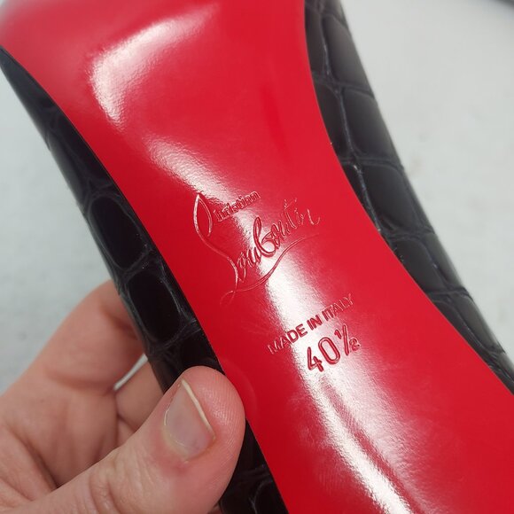 Christian Louboutin Patent Black Kate Croc Crocodile Pump Shoe - Picture 4 of 13